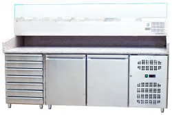 Купить стол для пиццы koreco spz2610tn (+5/+10) гранит.столеш., 2дв, 7ящ. – цена от завода, доставка до двери | RuOborudovanie.ru