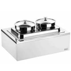 Купить мармит pintinox 511b5556 белый (2 кастрюли с крыш.) для 1-х блюд (чафиндиш) настольн. на дерев.подст. в Краснодаре – цена завода, доставка до двери | RuOborudovanie.ru