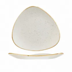 Купить тарелка мелкая треугольная 22,9см, без борта, stonecast, цвет barley white swhstr91 – цена от завода, доставка до двери | RuOborudovanie.ru