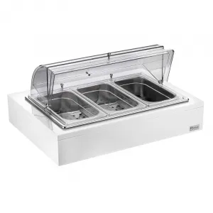 Мармит Pintinox 511B2840 белый настол. 3*Gn1/1 с крыш.Roll Top (чафиндиш) п/к на дер.подст.бел. – купить в Краснодаре по цене завода