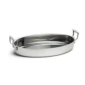Лоток для жарки "Tri-Ply" 30,5Х23СМ H6,5См 4,5Л, овальный, с ручками, нерж.сталь Cw2042 – купить по цене завода