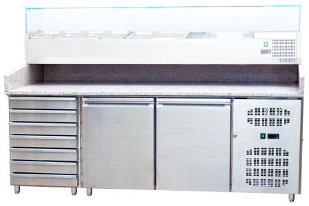 Стол для пиццы Koreco SPZ2610TN (+5/+10) гранит.столеш., 2дв, 7ящ.