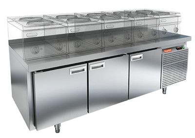 Стол охлаждаемый Hicold GN 111/TN LT под тепл.оборуд.(-2+10), 3 двери, 1835х700х675