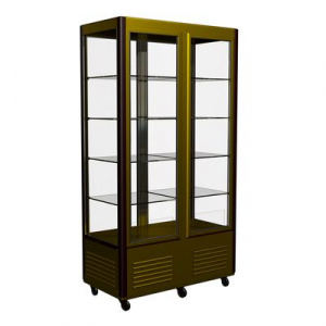 Витрина кондитерская Полюс D4 VM 800-1 (0109-0102 коричн-золот) холодильный (R800C Сarboma Люкс) 2 дв,решетки