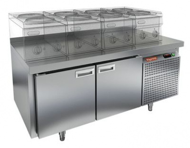 Стол охлаждаемый Hicold GN 11/BT LT под тепл.оборуд.(-10-18), 2 двери, 1390х700х675