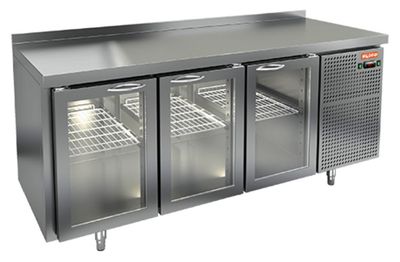 Стол охлаждаемый Hicold GNG 111 HT (+2+10), 3 стеклянные двери, 1835х700х850
