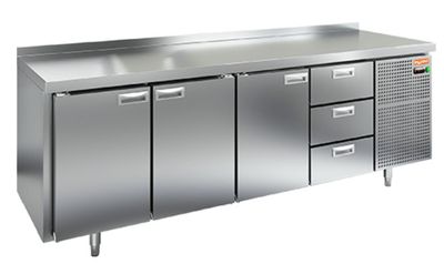 Стол охлаждаемый Hicold GN 1113/TN (-2+10), 3 двери, 3 ящ, 2280х700х850