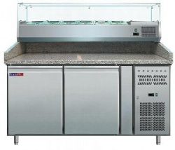 Стол холодильный Cooleq PZ2600TN-VRX380 гранит для пиццы на 428л, витрина (+2...+8) 2дв