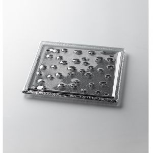 Поднос сервировочный сервировочный 18,5х18,5см, с фактурой, стекло, серия Pebble, цвет серый Pb-P-S-