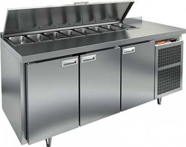 Стол для салатов Hicold SL1-111GN (1/3) О (+2+10) остров, 3 двери, 1835х700х850мм
