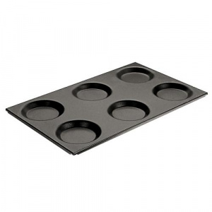 Противень Paderno 41755-11, 53х32,5см, Gn 1/1 6 порций по D12,5см, алюм. С антиприг.покрытием