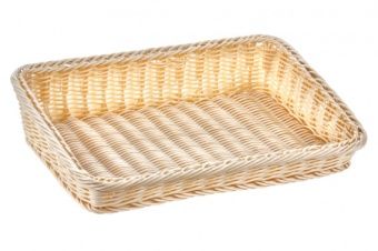 Корзинка пластиковая со скошенным бортом 380х260 мм бежевая [Beige 5450] – купить по цене завода