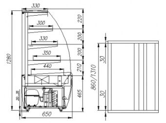 Витрина кондитерская Полюс K70 VM 1,3-1 0012-0109 (ВХСв-1,3д Сarboma) – купить по цене завода