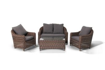 Лаунж-зона садовая 4sis Кон Панна (коричневый) арт.KPS2C2T-4-SET brown из искус.ротанга алюм.каркас – купить в Краснодаре по цене завода